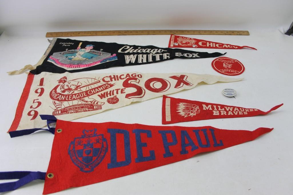 Lot of Vintage Pennants including 1959 Chicago White (1 of 5)