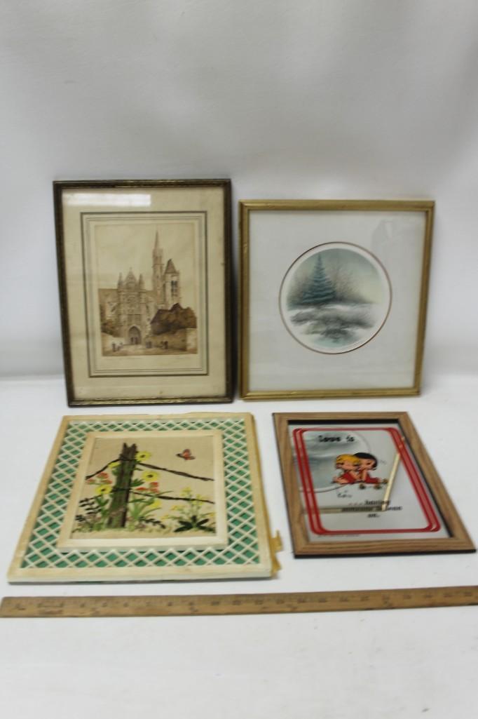 Lot of 4 Framed Pictures / Mirror (1 of 5)