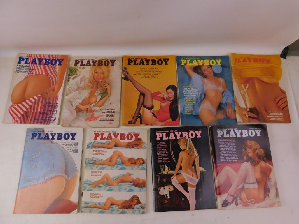 Lot of 9 Playboy Magazines from 1974 and 1975 (1 of 3)