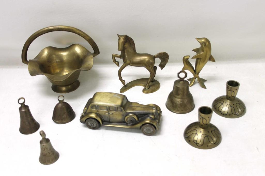 Lot of Vintage Brass Collectibles incl Animals , Bells (1 of 6)