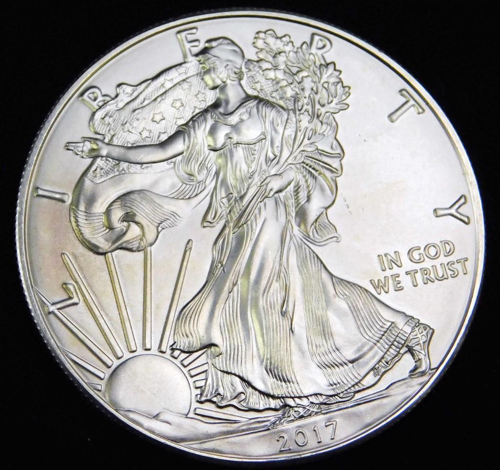 2017 BU American Silver Eagle 1 oz Fine Silver: 2017 Brilliant Uncirculated American Silver Eagle 1 ounce Fine Silver