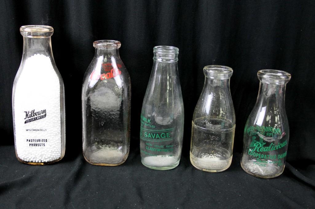 Lot of 5 Vintage Milk Bottles (1 of 8)