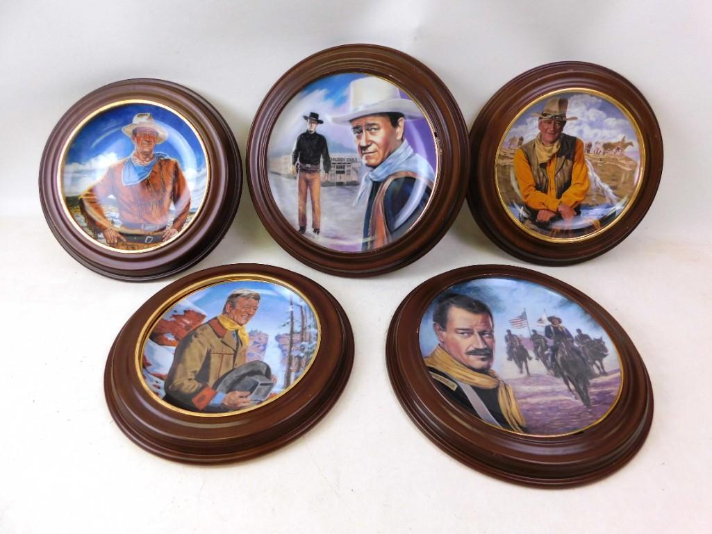 Lot of 5 John Wayne Collector Plates with wooden frames (1 of 5)