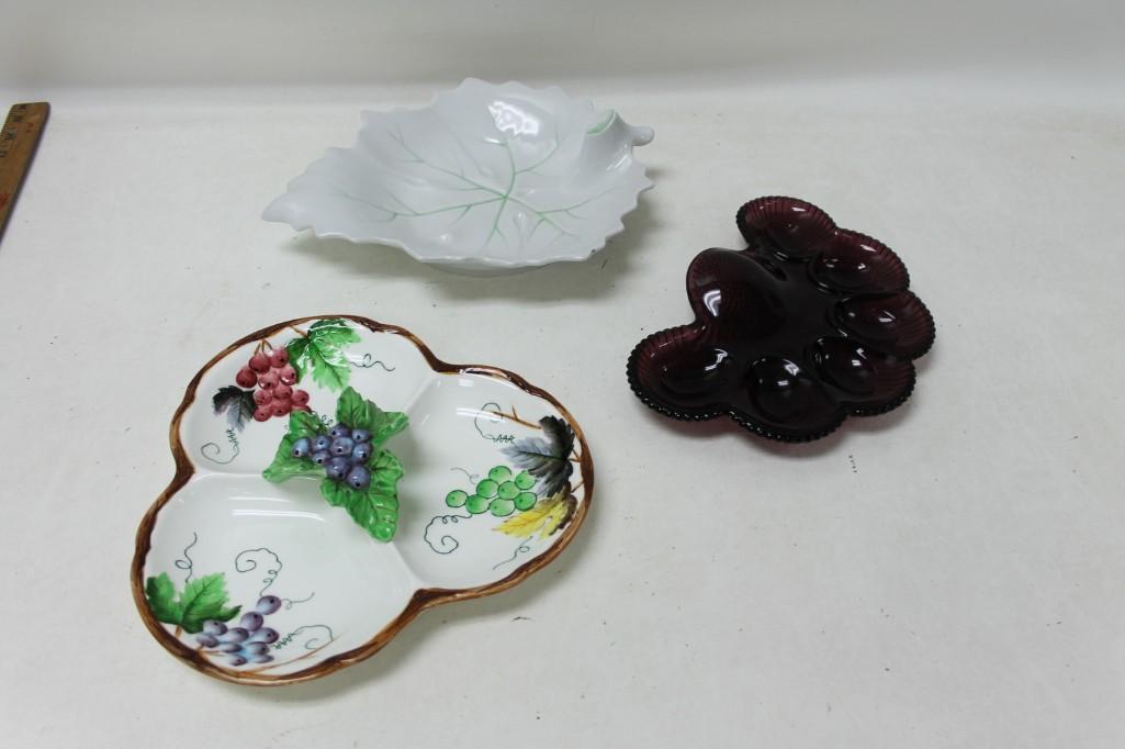 Glass Lot Fruit Design dish, Limoges Dish Deviled egg (1 of 7)