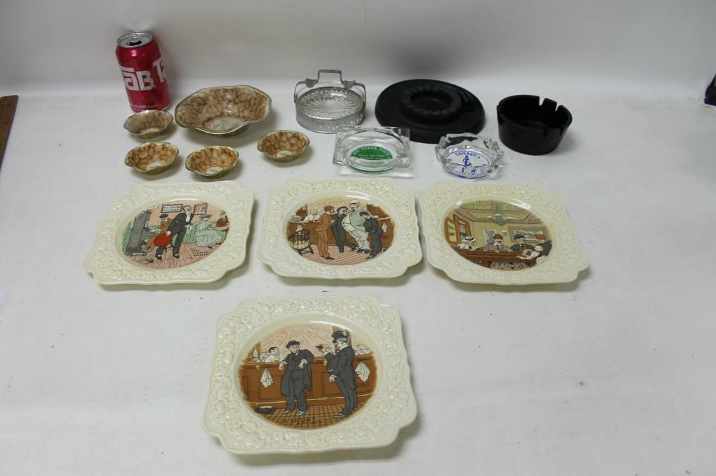 Lot of Ashtrays, pub plates, snack set, etc. (1 of 6)