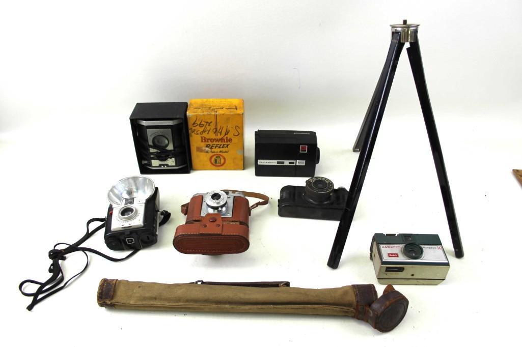 Lot of Vintage Cameras and a Tripod incl Brownie , (1 of 5)