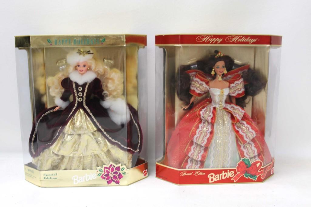 1996 and 1997 Happy Holidays Barbie Dolls NIB (1 of 4)