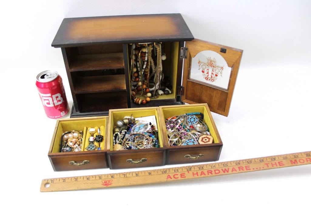 Jewelry Box Filled with Costume Jewelry: Jewelry Box Filled with Costume Jewelry
