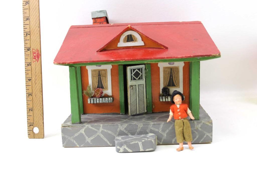 Vintage German Doll House with a Small Doll (1 of 7)