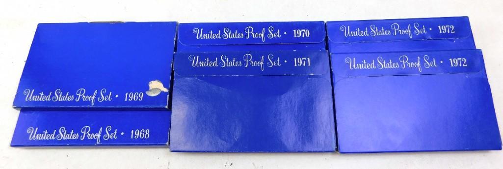 Set of 6 US Coin Proof Sets 1968-1972 (1 of 3)