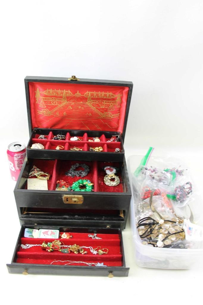 Jewelry Box Filled with Costume Jewelry plus a Lot of: Jewelry Box Filled with Costume Jewelry plus a Lot of Costume Jewelry