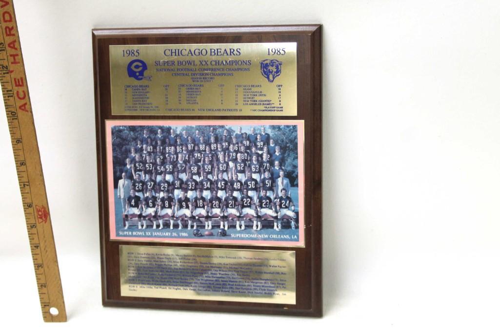Chicago Bears Super Bowl XX Champions Plaque 1985 (1 of 3)