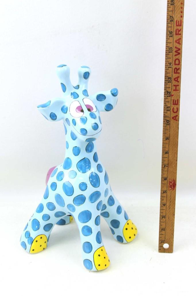 Ganz Blue Giraffe Ceramic Coin Bank Marked Pati (1 of 6)
