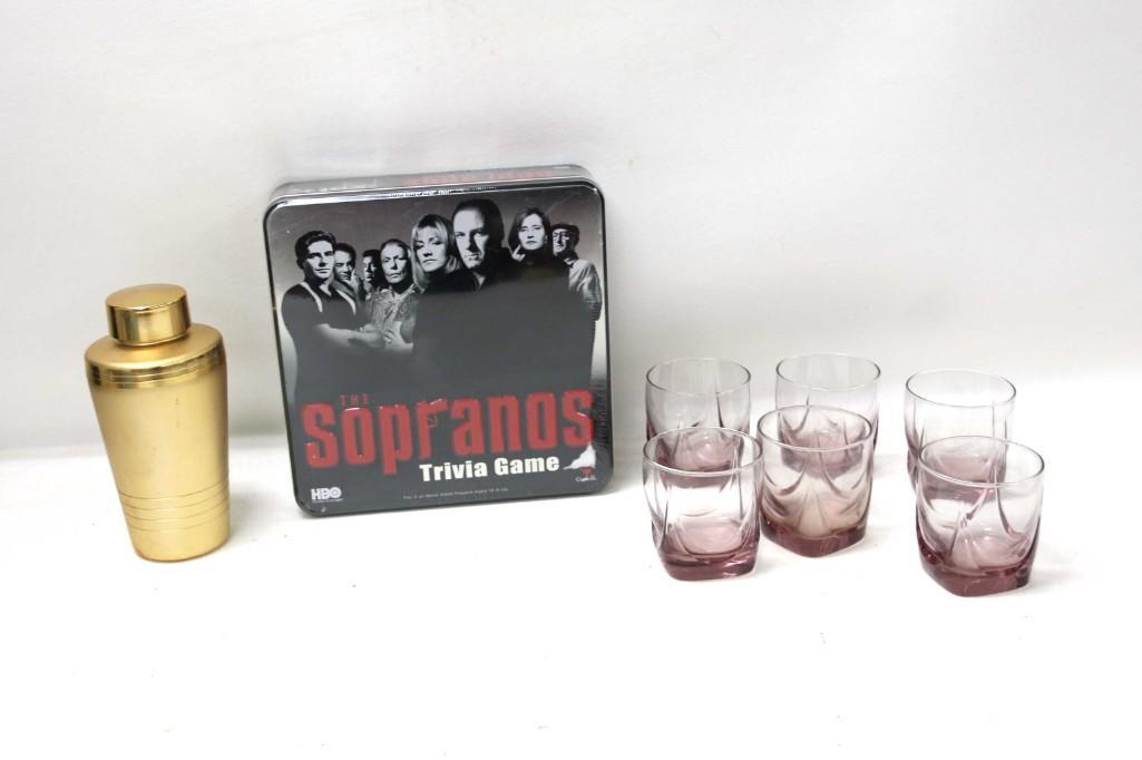 Set of 6 Libbey Rocks Glasses , Cocktail Shaker , and (1 of 2)