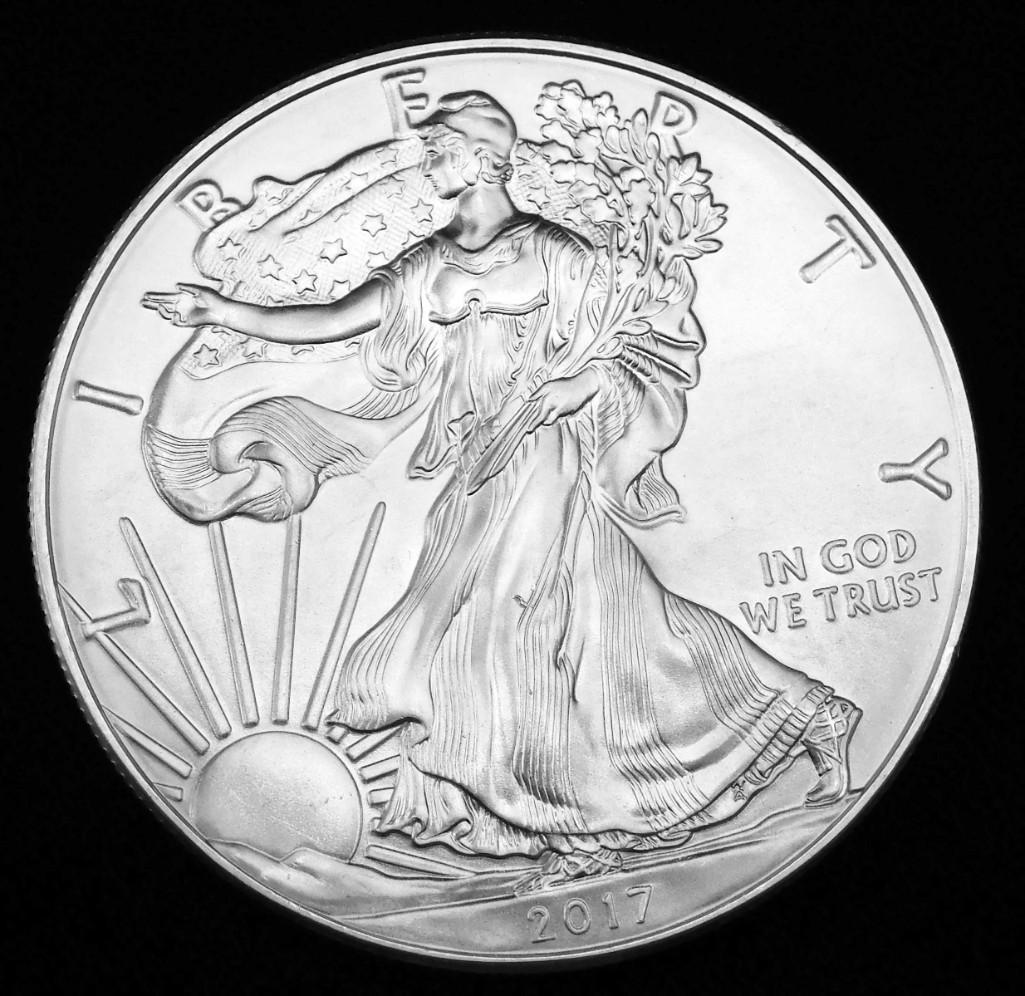 2017 BU American Silver Eagle 1 oz Fine Silver (1 of 2)