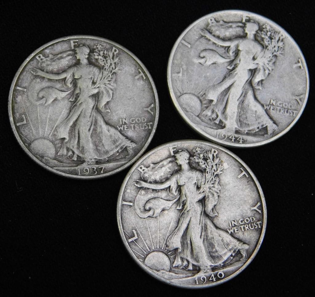 Lot of 3 Walking Liberty Half Dollars (1 of 2)