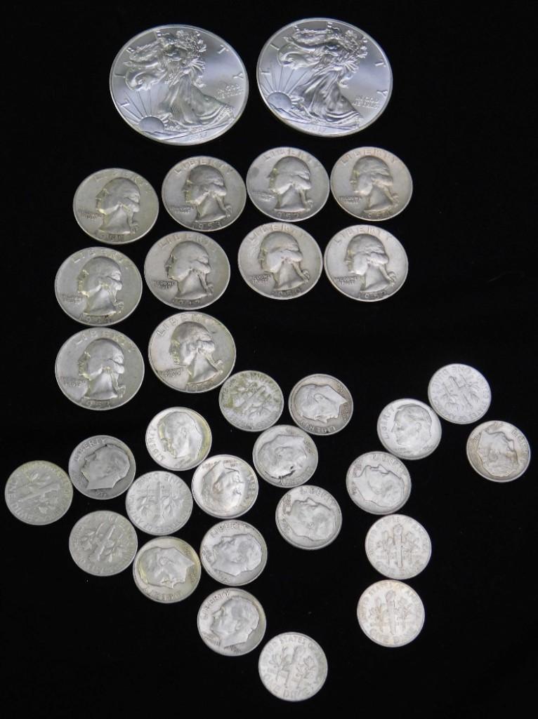 Lot of Coins and Silver incl 2 Silver Eagles , 10 (1 of 4)