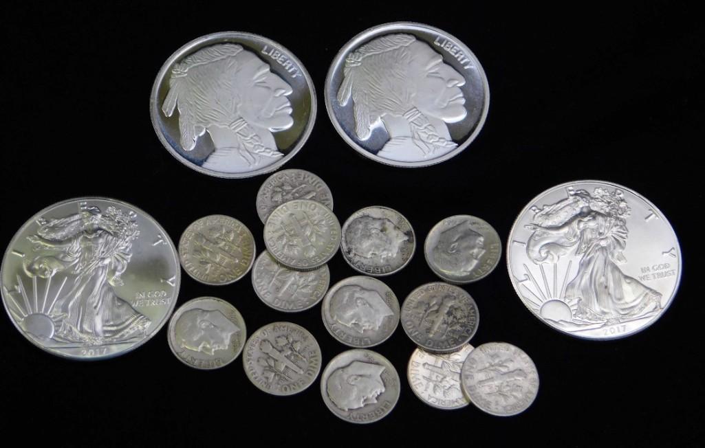 Coin and Silver Lot incl 2 Silver Eagles , 2 Buffalo (1 of 2)