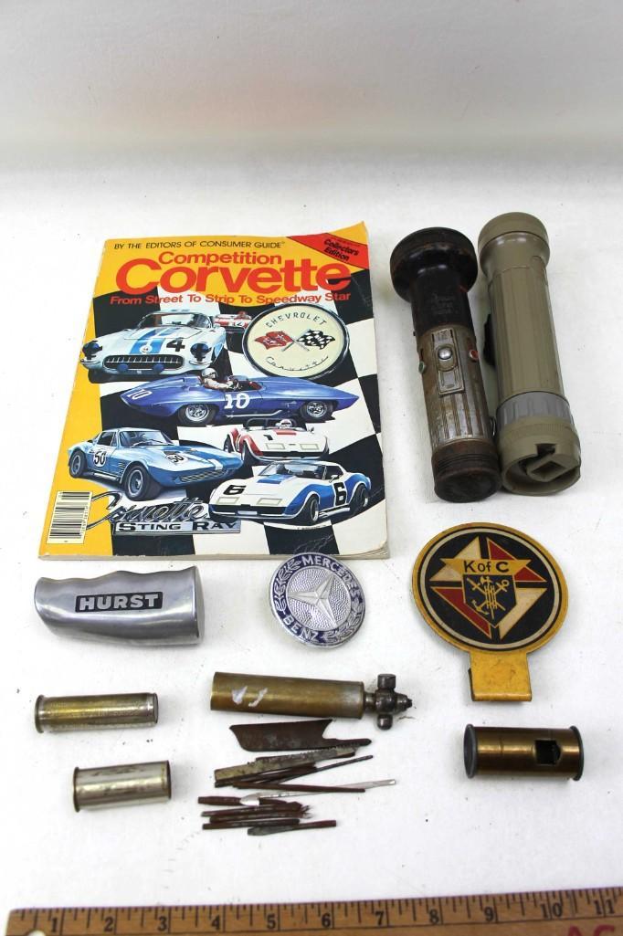 Misc. Lot incl. Antique Tire Gauge, Tool Kit, Mercedes, (1 of 6)
