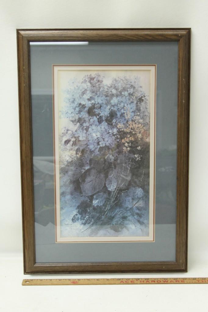 Framed Floral Print 1978 Signed Mary Bertrand 554/950 (1 of 3)