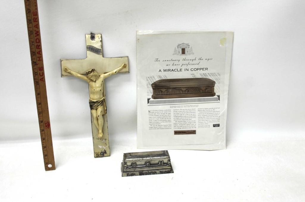 Coffin Cross Advertisement and Coffin: Coffin Cross Advertisement and Coffin