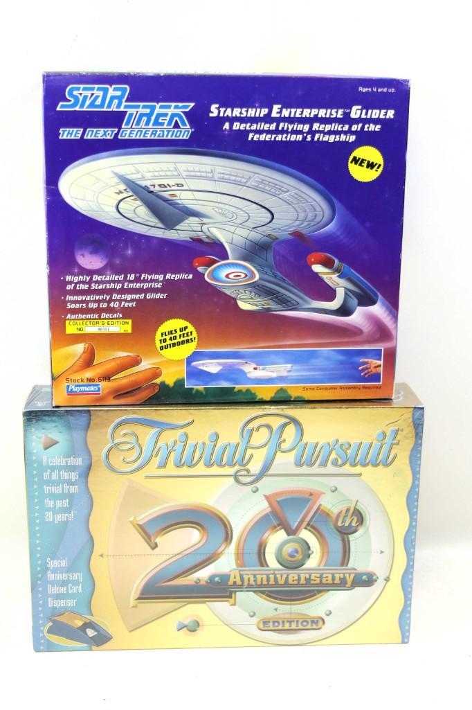 Star Trek Starship Enterprise Glider and a Sealed: Star Trek Starship Enterprise Glider Replica and a Sealed Trivial Pursuit 20th Anniversary Edition Game