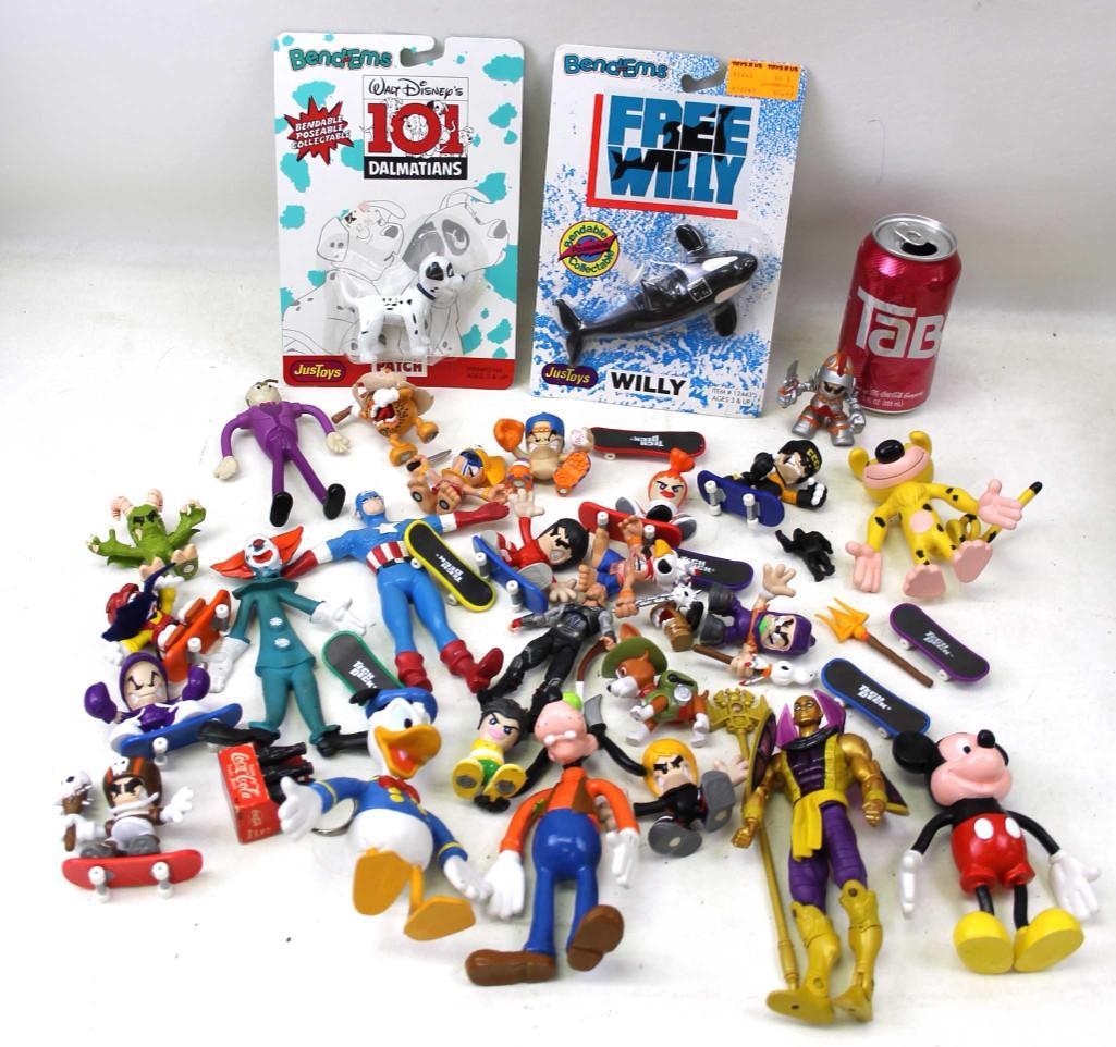 Lot of Bendy Figures incl Bozo , Capt America , Mickey: Lot of Bendy Figures incl Bozo , Captain America , Mickey Mouse , Free Willy . Etc