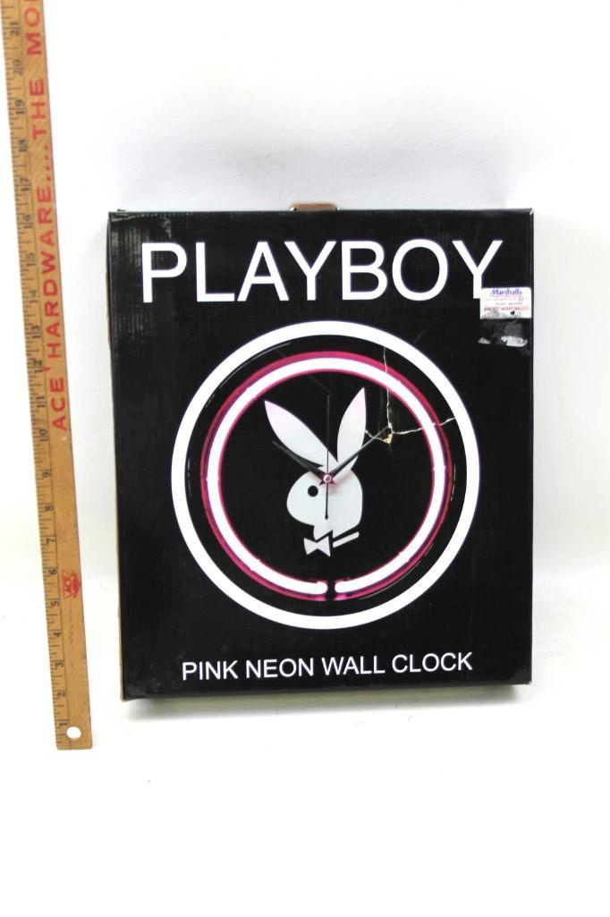 Playboy Pink Neon Wall Clock New in Box: Playboy Pink Neon Wall Clock New in Box