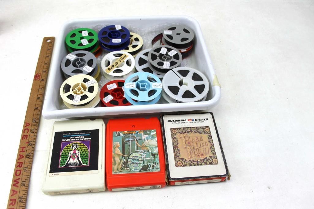 Lot of 8mm Tapes and 3 Awesome 8-Tracks!: Lot of 8mm Tapes and 3 Awesome 8-Tracks! Includes Monterey International Pop Festival with Otis Redding and the Jimi Hendrix Experience, Woodstock 8 Track with Canned Heat, CSN&Y, The Jefferson Airpla