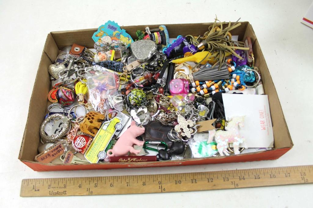 Lot of Keychains: Large Lot of collectable key chains etc. Includes rug rats, old advertisements, doodads, animals, thingamabobs, etc.