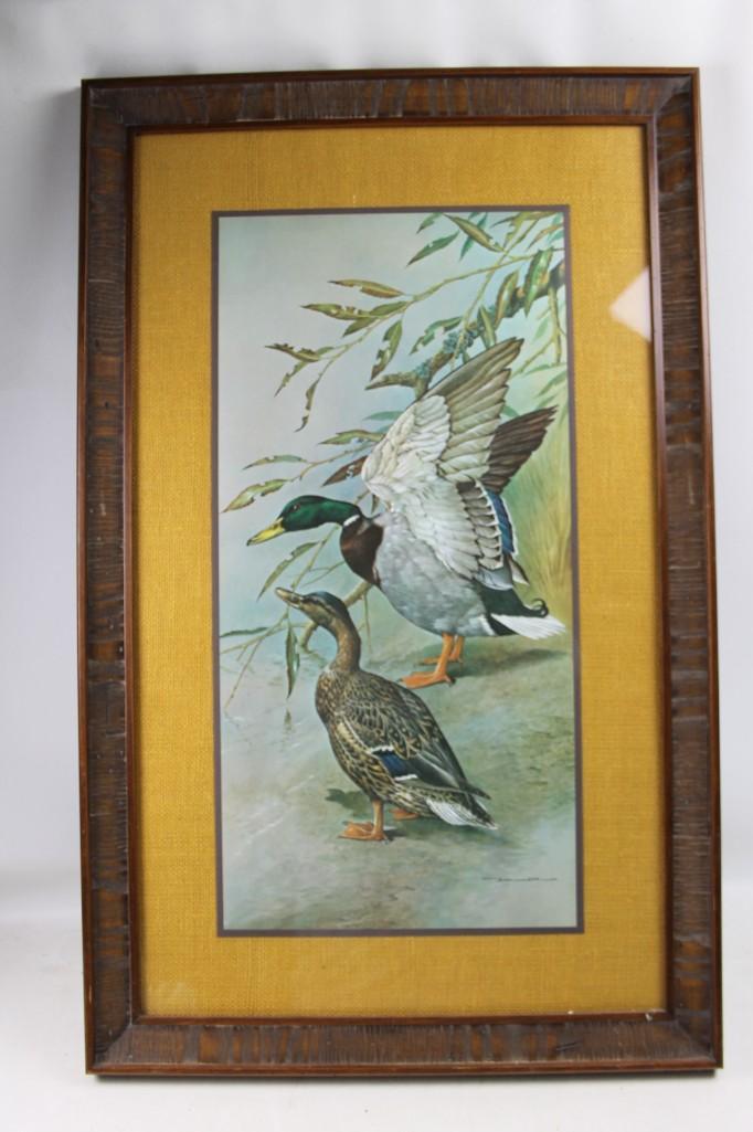 Framed Mallard Duck Print Signed Basil Ede: Framed Mallard Duck Print Signed Basil Ede Roughly 35" x 22.5"