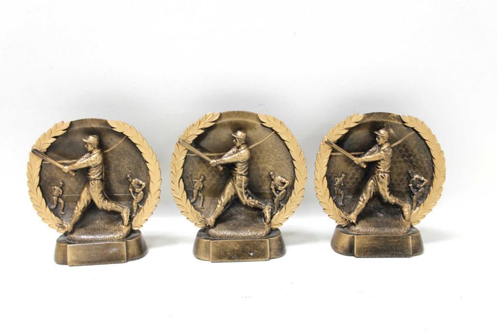 Lot of 3 Baseball Trophies or Statues: Lot of 3 Baseball Trophies or Statues