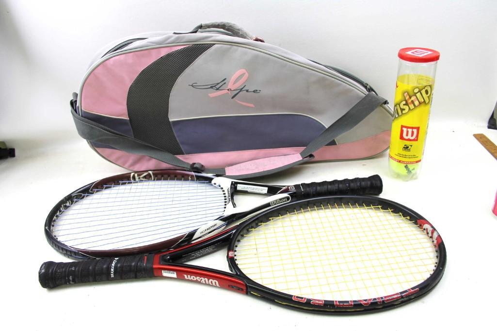 Lot of 2 Wilson Tennis Racquets or Rackets and a Case (1 of 4)