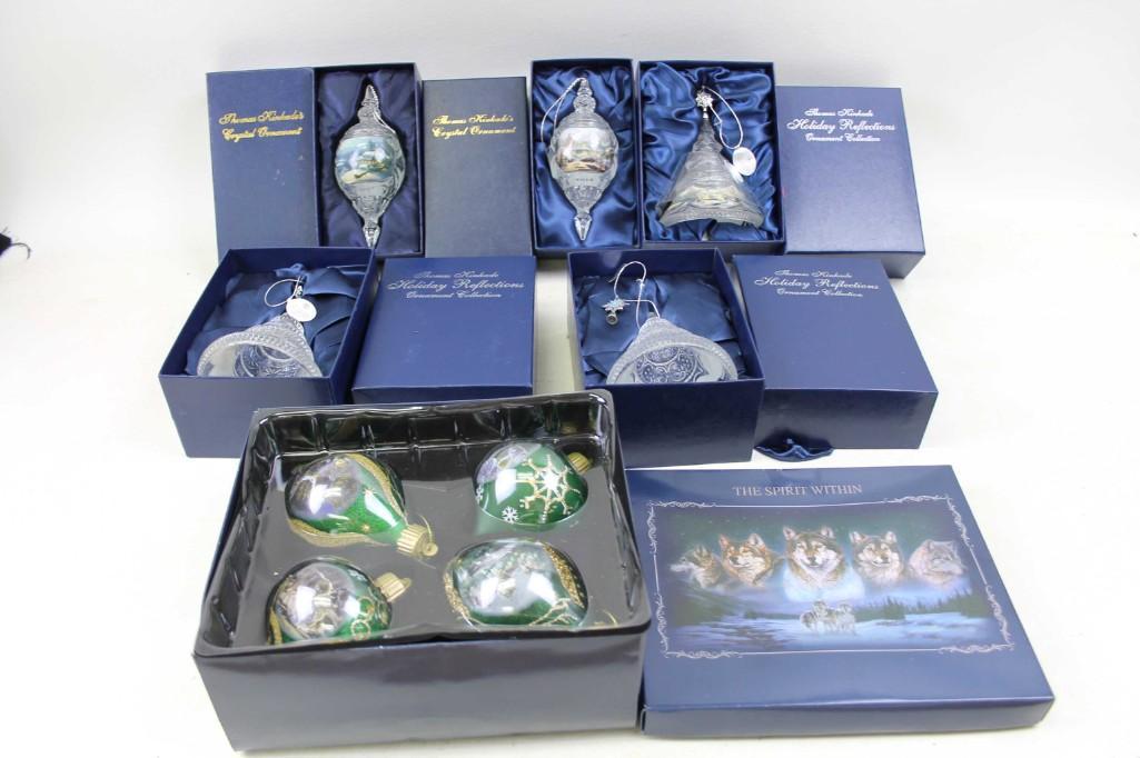 Lot of Thomas Kinkade Christmas Ornaments and Al Agnew (1 of 5)