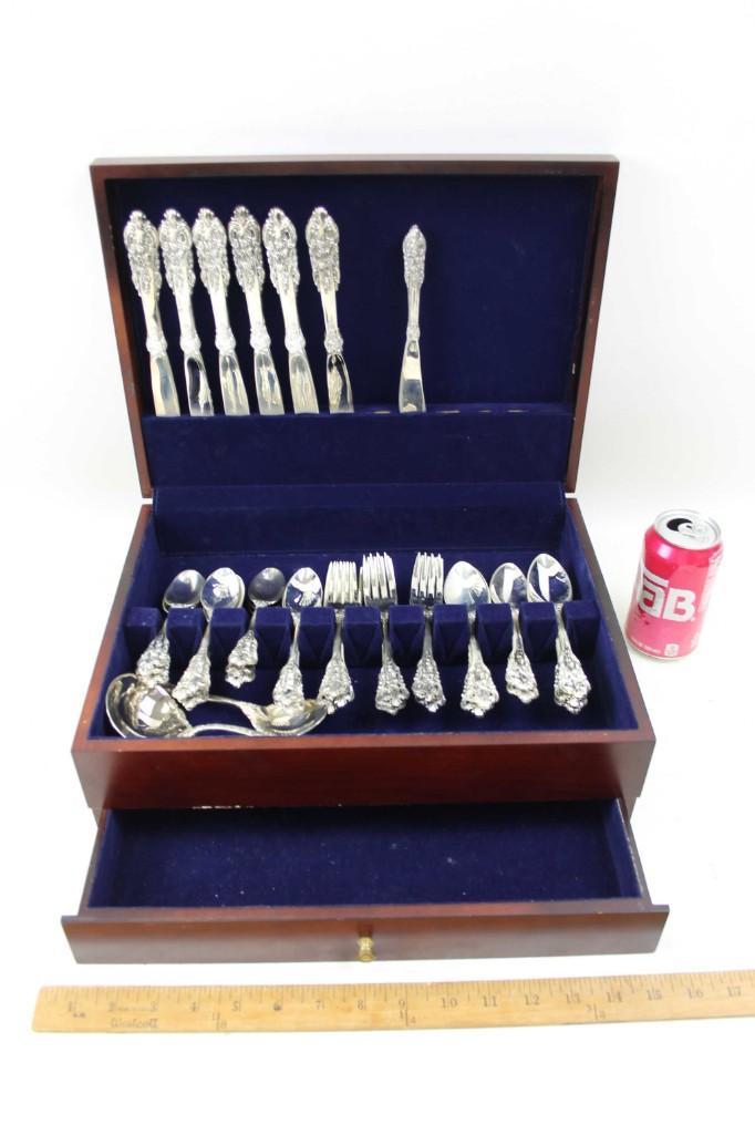 Lot of Baroque by Godinger Flatware with a Wooden Box (1 of 5)