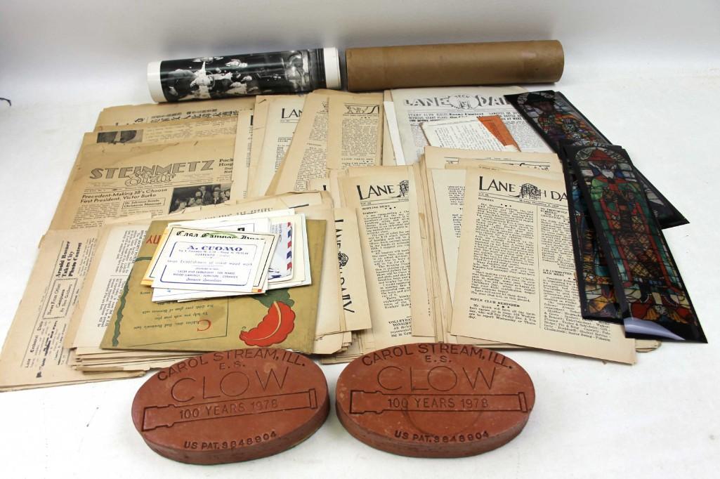 Vintage Paper Ephemera incl 1930's Lane Tech Newspapers (1 of 4)