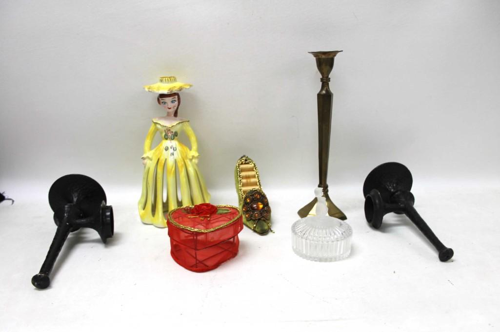 Lot of Smalls incl Trinket Boxes , Sconces, Figurine, (1 of 5)