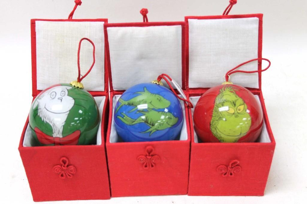 Lot of 3 Dr Seuss Christmas Ornaments incl The Grinch , (1 of 5)