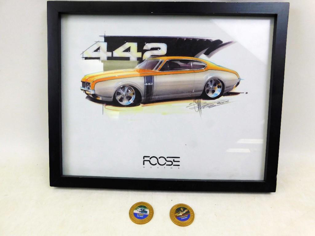 The 442 Print by Foose Design plus 2 Johnny Lightning: The Olds 442 Print by Foose Design plus 2 Johnny Lightning Limited Edition Commemorative Tokens