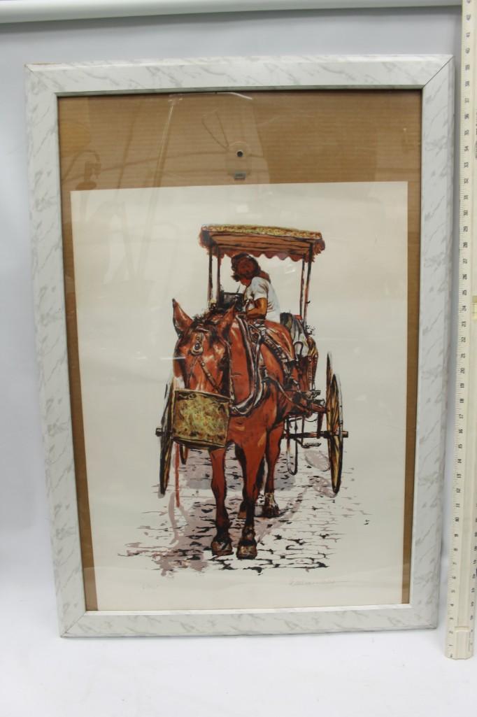 Signed Print Horse and Buggy Carriage -  William Nelson (1 of 3)