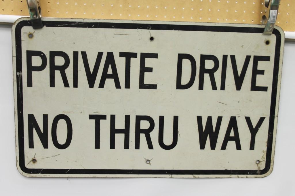 Metal Street Sign - Private Drive No Thru Way (1 of 4)
