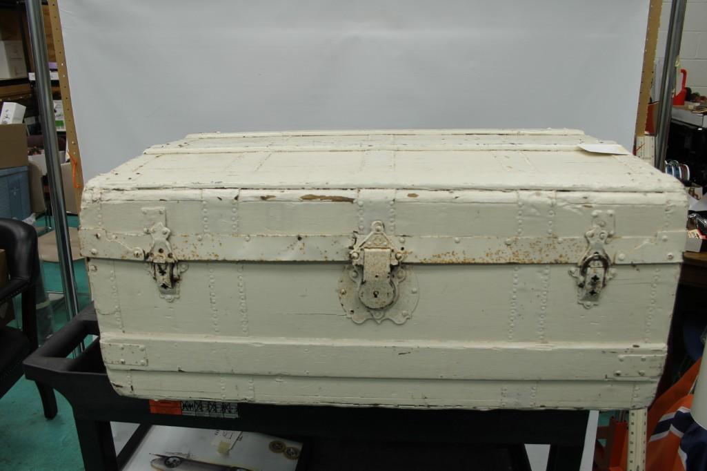 Large White Painted Vintage Wooden Trunk (1 of 7)