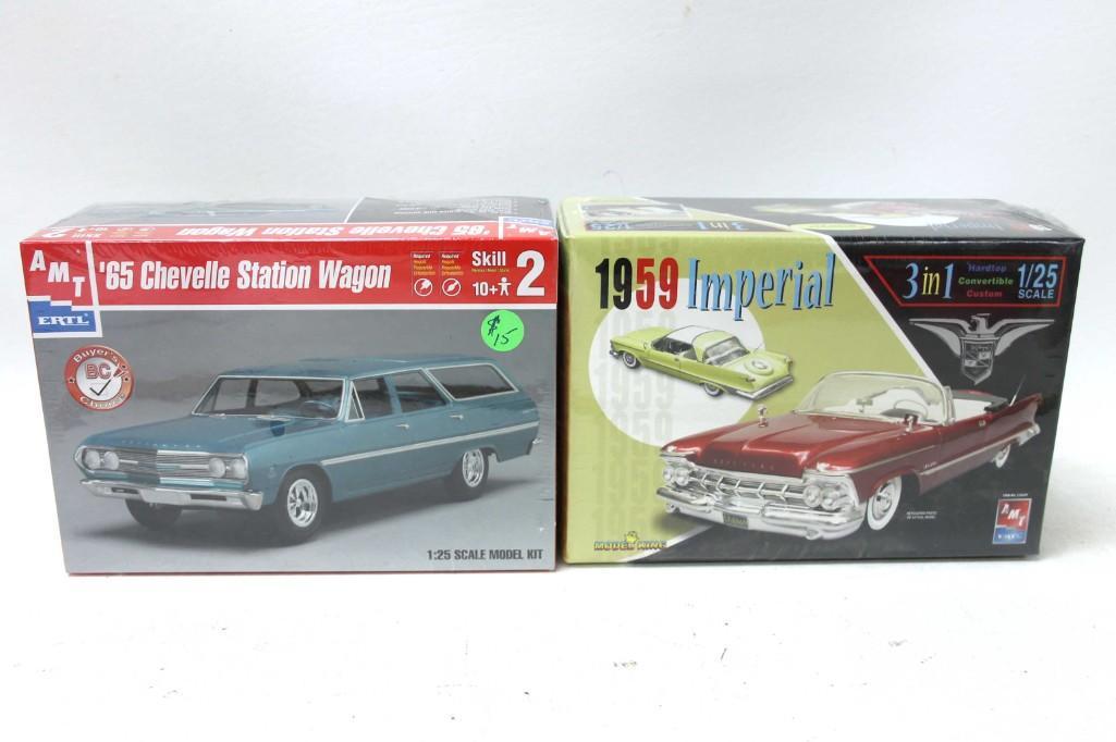 Lot of 2 Sealed Car Model Kits incl AMT '59 Imperial: Lot of 2 New and Sealed Car Model Kits incl AMT '59 Imperial and '65 Chevelle Station Wagon
