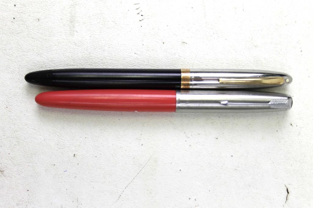 2 Pens incl Sheaffer Snorkel Clipper & AG Parker: 2 Pens incl Sheaffer Snorkel Clipper 1952-1959 Black Body with Steel Cap and AG Parker Fountain Pen Pink