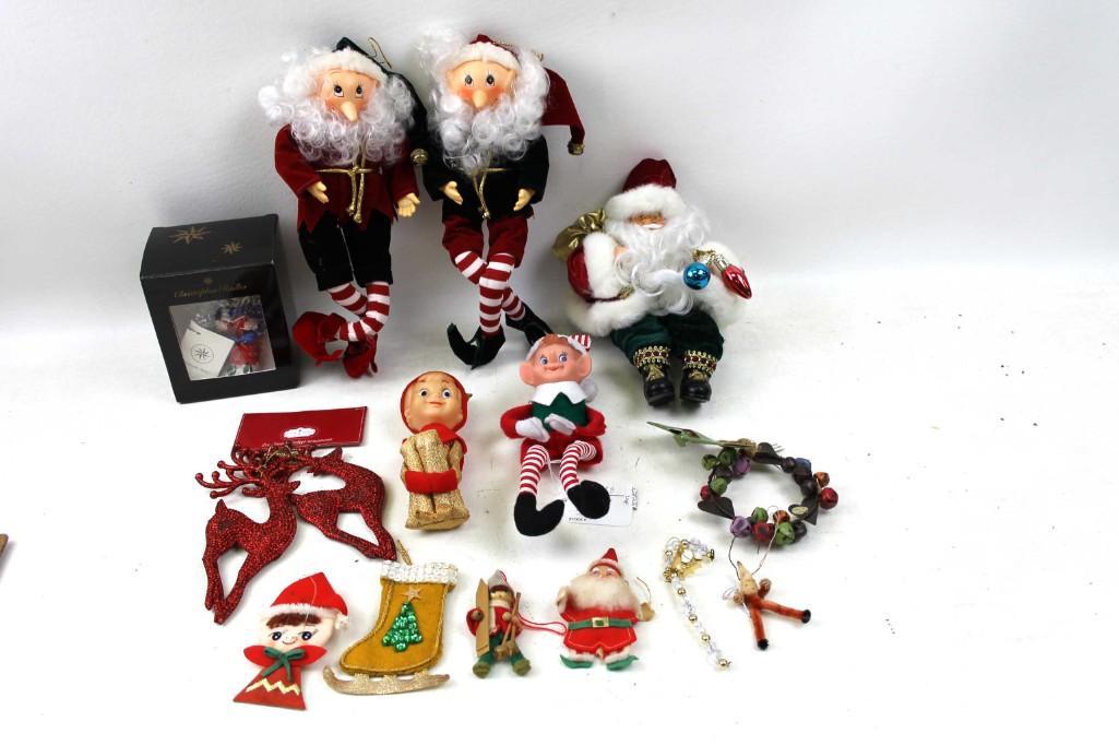 Vintage Christmas Lot incl Christopher Radko and Knee: Vintage Christmas Ornaments Lot incl Christopher Radko and Knee Hugger Elf
