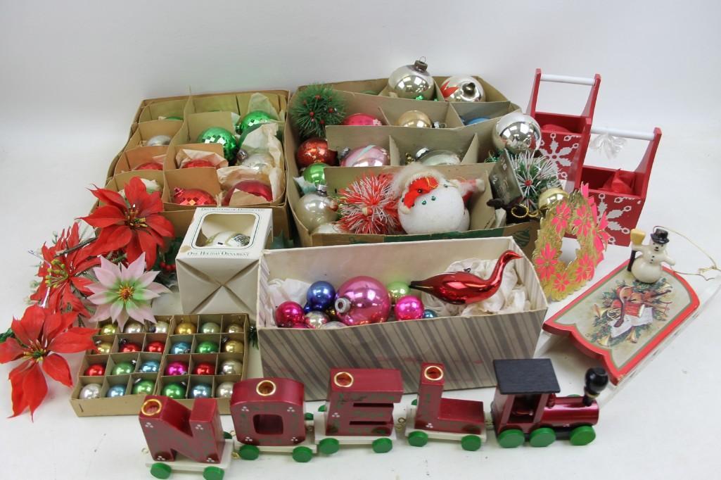 Lot of Vintage Christmas Ornaments incl Mercury Glass: Lot of Vintage Christmas Ornaments and Decor incl Mercury Glass Ornaments