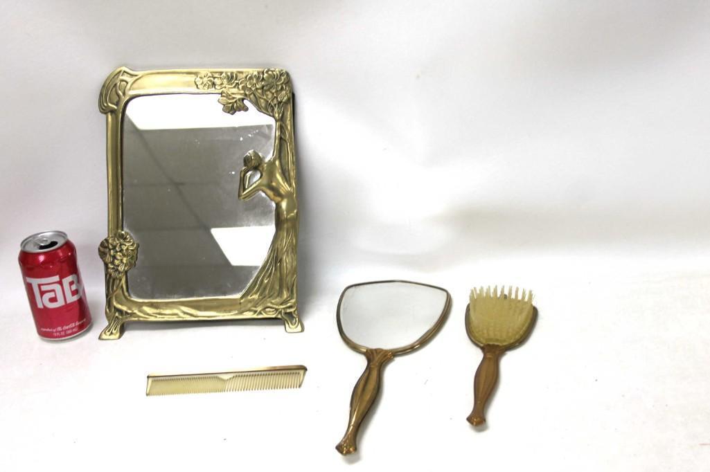 Vintage Dresser Lot incl Art Nouveau Mirror , Hand (1 of 3)