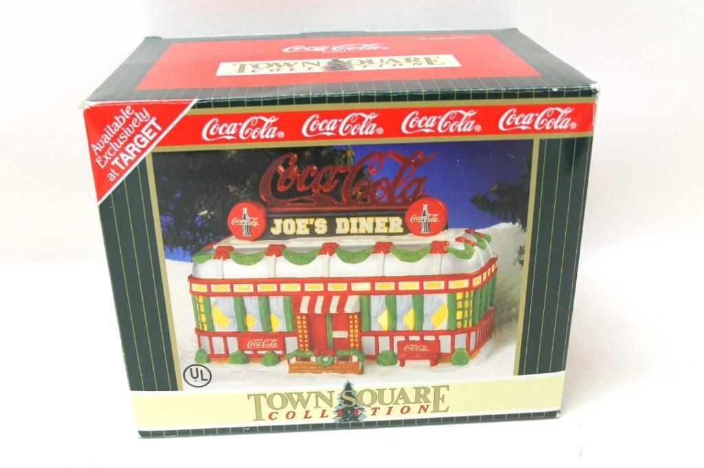Coca Cola Town Square Christmas Village Joe's Diner: Coca Cola Town Square Christmas Village Joe's Diner in Original Box Lot G