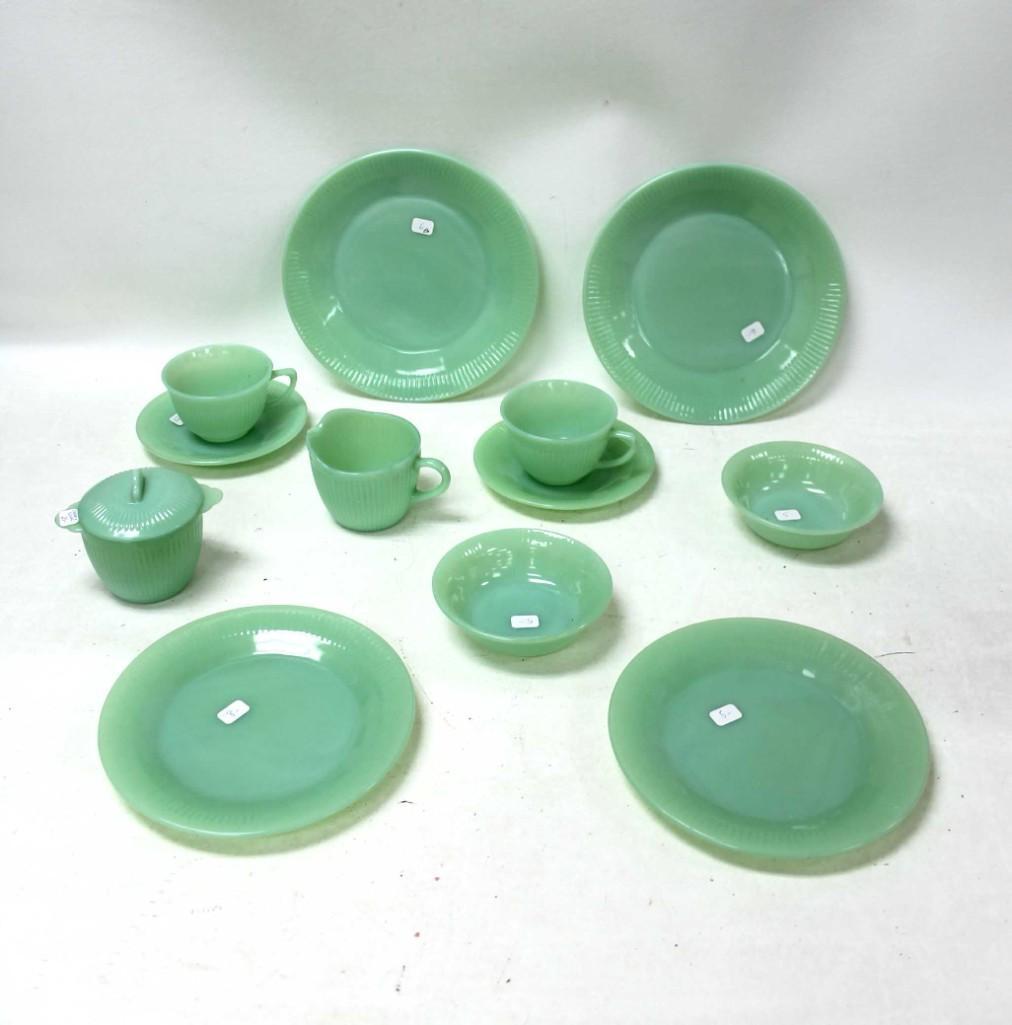 Lot of Fire King Jadeite Dishes incl Plates , Creamer , (1 of 6)