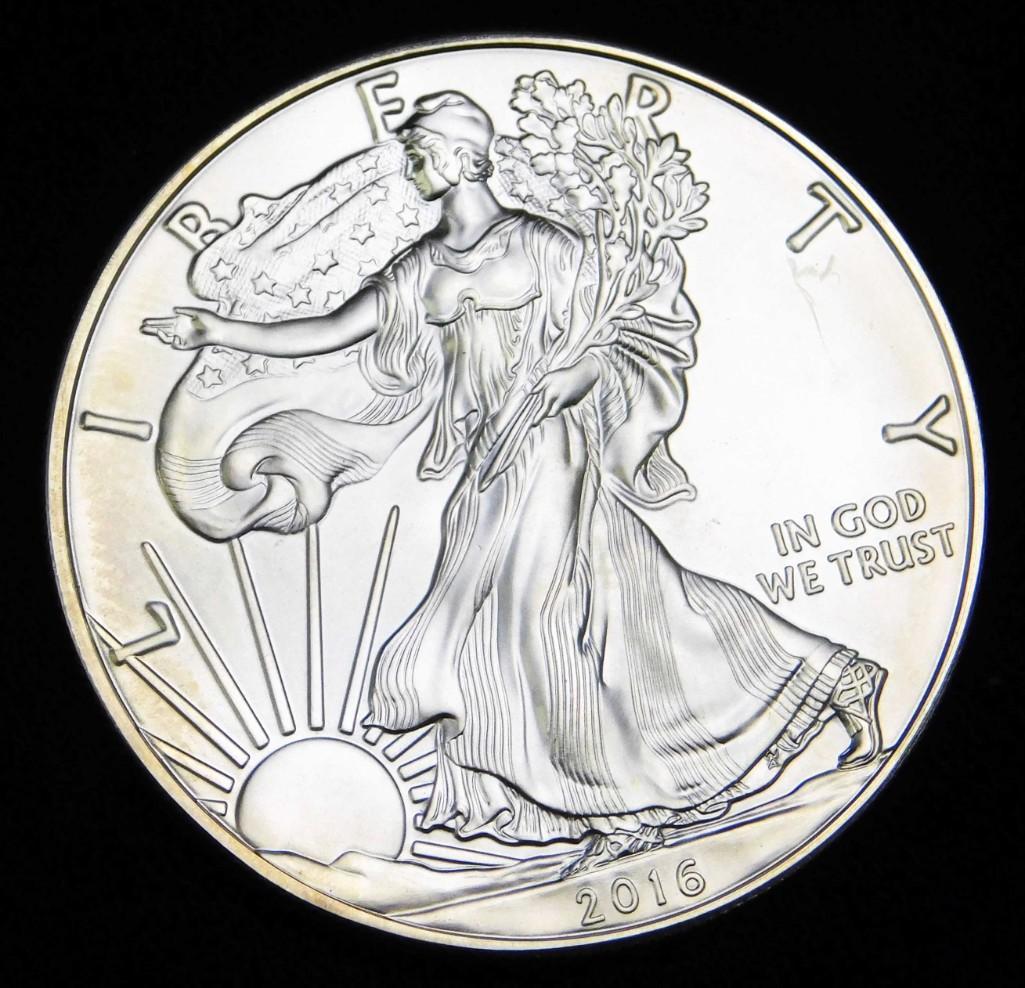 2016 BU American Silver Eagle 1 oz Fine Silver (1 of 2)